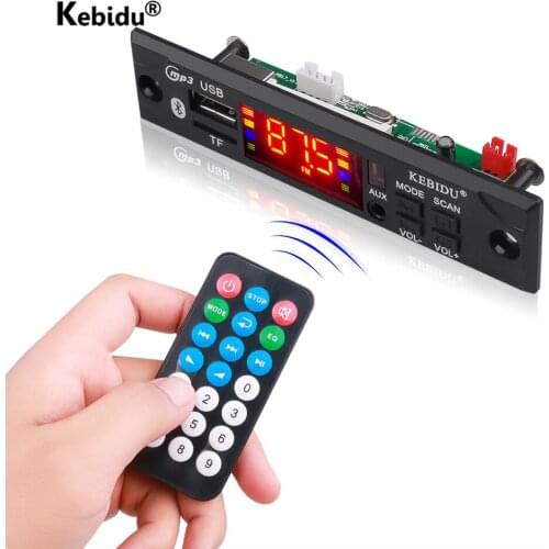 Kebidu 5V 12V Wireless Bluetooth MP3 WMA Decoder Board MP3 Player Car Audio USB TF FM Radio Module For Car