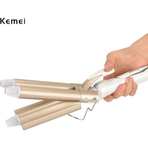 Kemei Professional Hair Curling Iron Ceramic Triple Barrel Electric Hair Curler Hair Waver Styling Tools Hair Styler Curling 35D