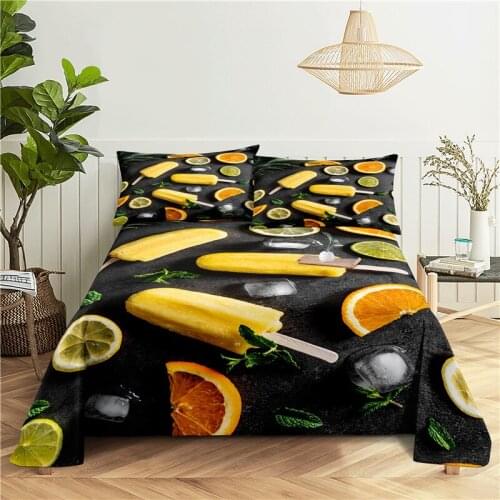 Summer 0.9/1.2/1.5/1.8/2.0m Digital Printing Polyester Bed Flat Sheet With Pillowcase Print Bedding Set