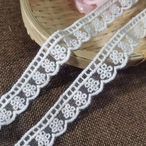 1Yards Embroidery Flower Applique Cotton Lace Fabric 1.8cm Ribbon Dot Lace Collar Sewing Guipure Dress Laces For Clothes K06