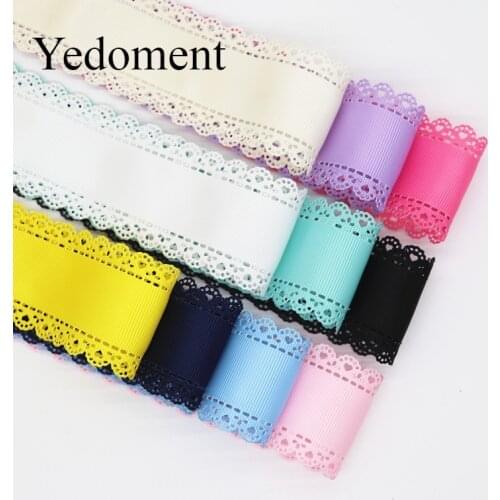 40MM 10 Yards Hollow Lace Grosgrain Ribbon Peach Heart Ribbon For Hair Bows DIY Crafts Handmade Accessories M19081601