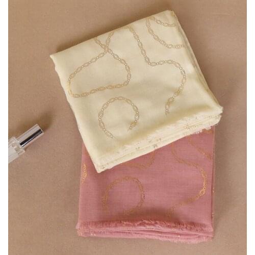 LMLAVEN shimmer gold Chain foil cotton shawls women glitter bohemian hijab Islamic wrap hot stamping scarves/scarf 185*90cm