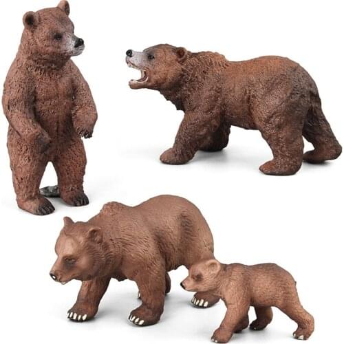Small Size Simulation Brown Bear Figure Collectible Toys Solid Wild Animal Action Figures Kids Animal Cognitive Toys