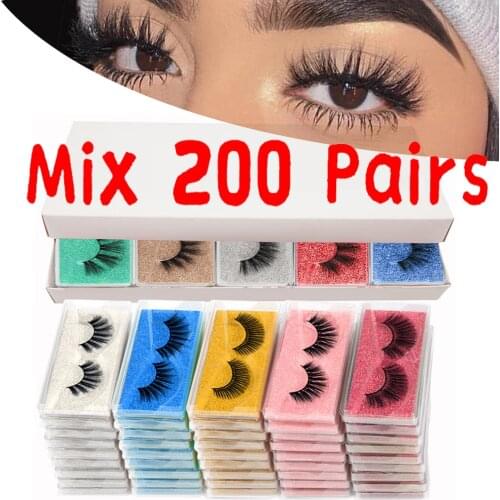 MB Mink Lashes Wholesale items 200/5/50/100 3D Eyelashes Set Luxury Dramatic faux cils Cruelty Colorful Card false eye lashes