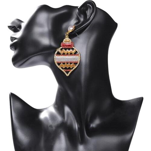 Fashion Women Multicolor Rhinestone Heart Dangle Ear Jewelry Gift