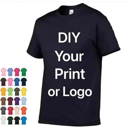 Customized Short-sleeved mens round collar cotton summer T-shirtDIY Your Like Photo or Logo Fashion DIY custom T-shirt