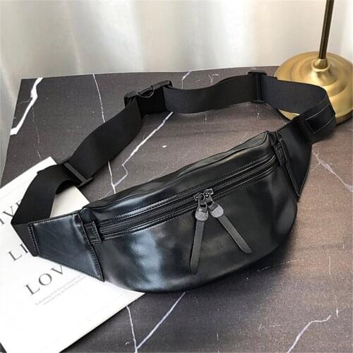 Men New Fashion Belt Bags Simple Solid Color Chest Bag Quality PU Shoulder Bag Male Fashion Luxury Purse All-match Shoulder Bags
