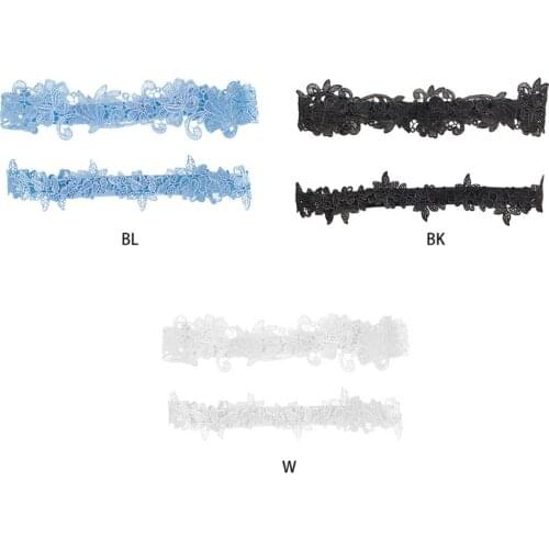 Women Embroidery Floral Lace Thigh Rings Set Wedding Prom Bridal Decorative Stretch Band Solid Color Hollow Seamless Leg Garters