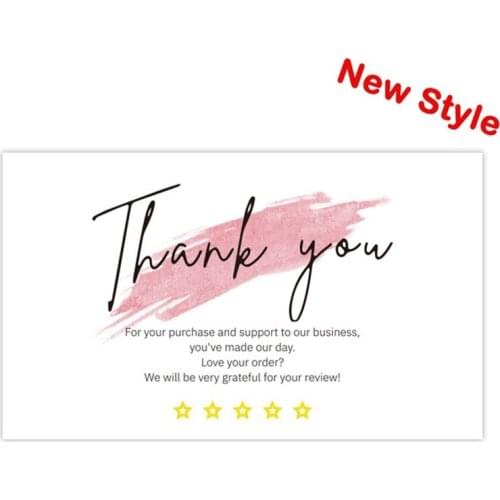 New 30Pcs Thank You Cards Copperplate Paper Thank You Gift Packaging English Five-star Card Praise Label For Small Businesses