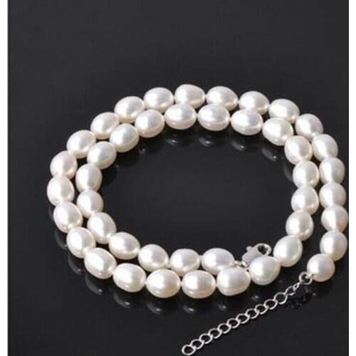 Charming 8-9MM White Natural Freshwater Pearl NeckLace 18