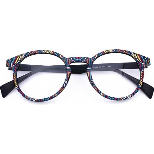 Belight Optical Women Men 3D print Pattern Design Vintage Glass Prescription Eyeglasses Optical Spectacle Frame Eyewear IS031