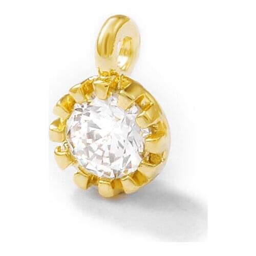 Factory wholesale Gold Color Brass and Zircon Round Charms Pendants Necklace and Bracelet Earring Diy Jewelry Accessories