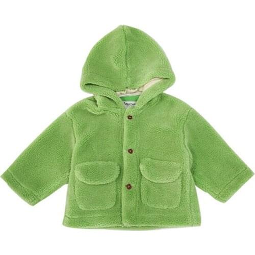 Autumn And Winter GirlS Lovely Plush Coat Solid Round Neck Medium Long Cotton Coat ChildrenS Thickened Warm Hooded Top