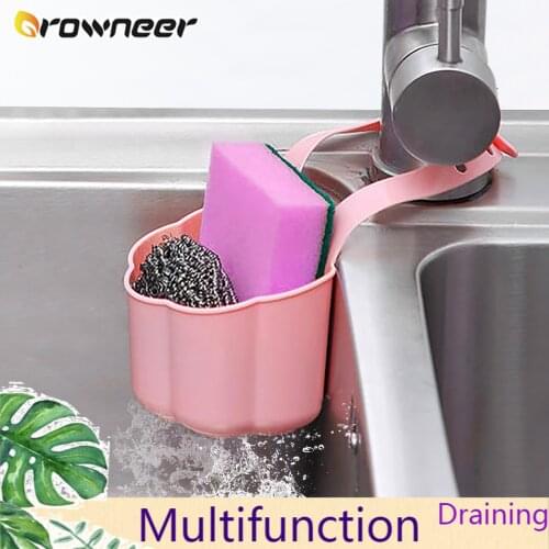 Hanging Sink Draining Holder TPR Soap Sponge Storage Baskets Adjustable Snap-On Faucet Rack Nordic Kitchen Bath Grocery Shelf