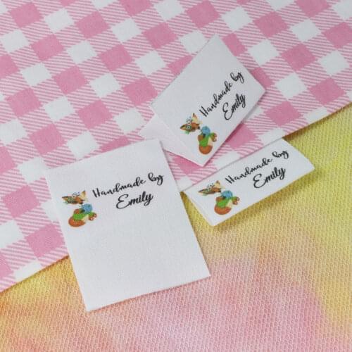 Custom Sewing label, Logo or Text - fold Tags, Personalized Brand , Printing Labels, sew on label (FR120)
