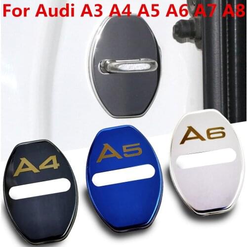 FLYJ 4PCS Car Door Lock Buckle coverprotector Bucklecar accessories interior For Audi A3 A4 A5 A6 A7 A8