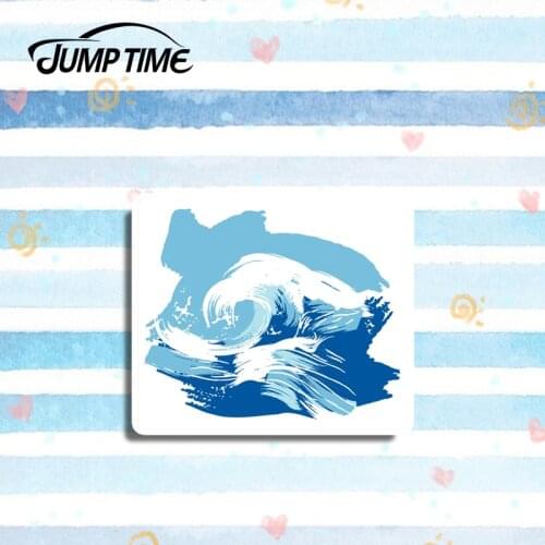 Jump Time 13cm x11.1cm Blue Wave Vinyl Stickers Surf Surfer Ocean Art Sticker Laptop Luggage Car Sticker Decal Truck Motor Decor