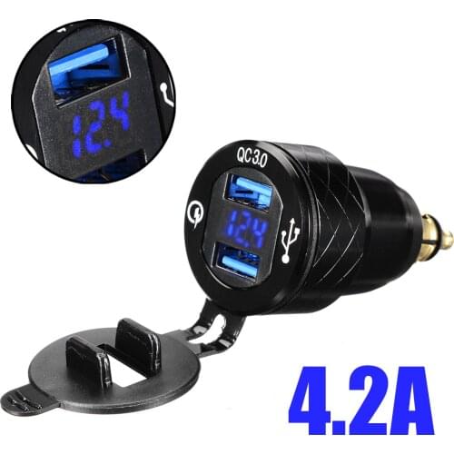 1pc Blue LED 5V 4.2A Motorcycle DIN Socket Dual USB Charger Adapter For BMW F800 F650 F700 R1200 GS EU Plug