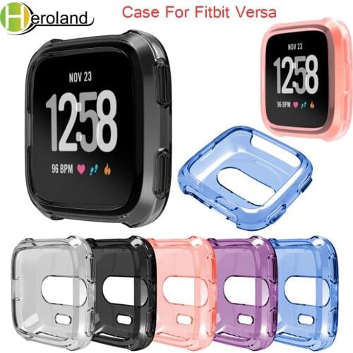 Silicone Protective Case For Fitbit Versa Smart Watch Accessories Cover Shell Frame Cases colorful full Protector Transparent