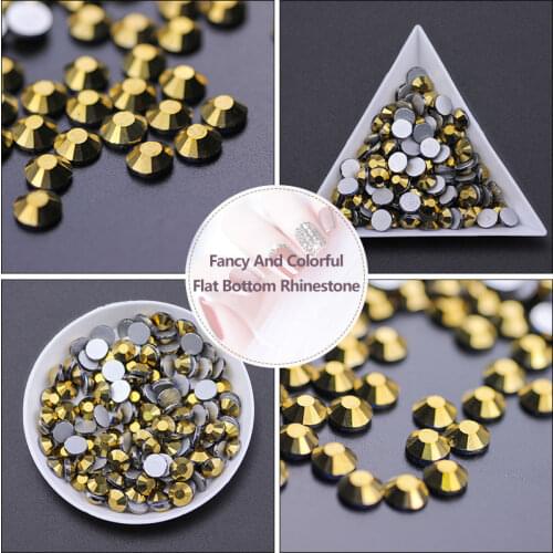 Non-HotFix Rhinestones Super Shiny Nail Crystal Rhinestone Mine Gold Rhinestone Glass 3D Nail Art Decorative Nail Accessories
