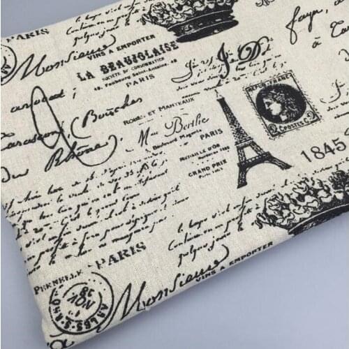 Alphabet crown mashup pattern fabric linen cotton printed gray cloth for decorative cloth/sofa/tablecloth/cushions