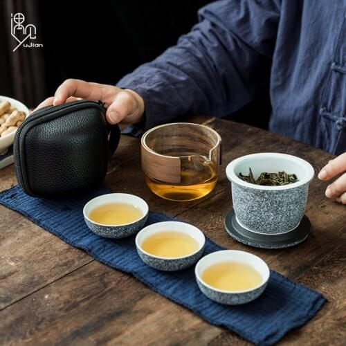 Japanese-style Tea Travel Tea Set Kung Fu TeaSet Ceramic Portable Teapot Porcelain Teaset Gaiwan Tea Cups of Tea Ceremony