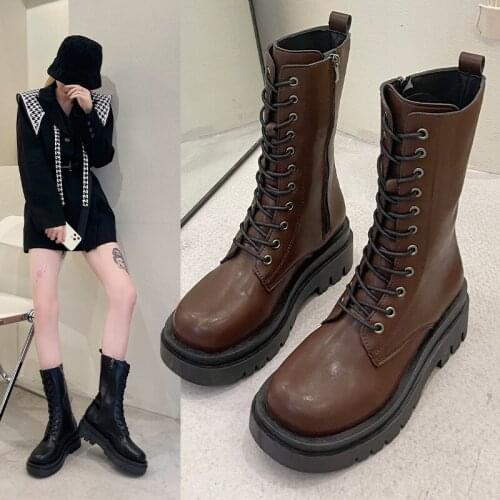 Martin boots womens 2021 summer new thick-soled thick-heeled black motorcycle boots net celebrities show thin knight boots tide