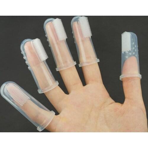 10PCS/Lot Silica gel Soft Finger Toothbrush Child Baby Oral Dental Cleaning Teeth Brush