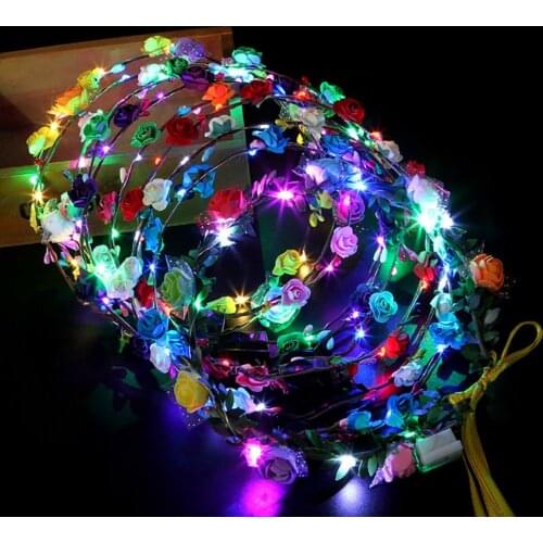 10PCS LED Wreaths LED Flower Crown Party Decoration Christmas Present Wedding Wreath Headband LED Hair Band