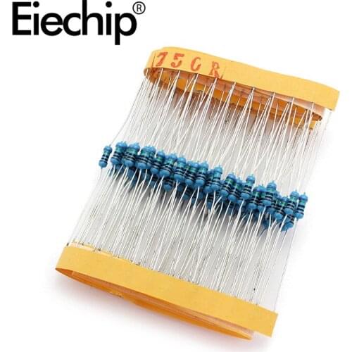 100pcs/lot 1/4W 1% Metal film resistor 750R 0.25W resistance 750 ohm Throught Hole