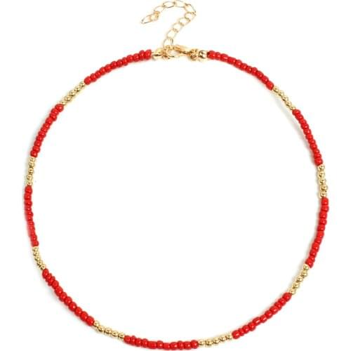 2021 Hot Fashion Bohemia Jewelry Mix Color Beads Short Chain Geometry Charm Necklace Gift For Women Girl X018