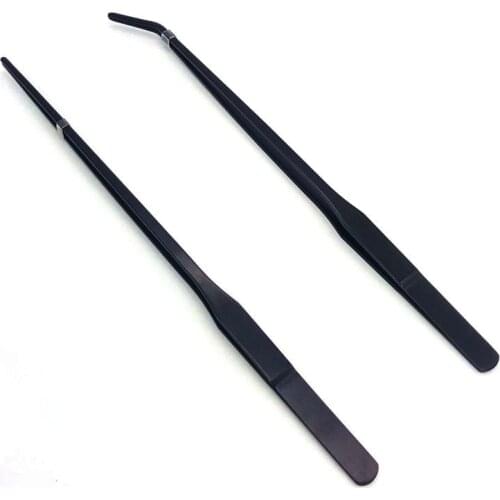 27cm Black Stainless Steel Curved Aquarium Tweezers Aquarium Plants Tweezer Straight Fish Tank Cleaner Aquarium Accessories