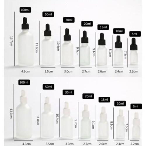 300pcs 5-100ml Drop Frosted Bottle Glass Aromatherapy Liquid Dropper essential basic massage oil Pipette Refillable Bottles