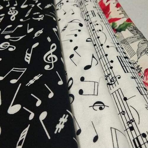 4pcs 25x24cm Black White Muisic Note & Christmas Musical Note Bird Printed Cotton Fabric Bundle Small Size DIY Sewing Patchwork