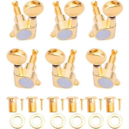 6 Guitar Tuning Pegs VERROUILLAGE Tuner Touches Guitar Strings Button 3L + 3R Gold