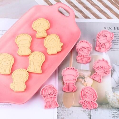 6pcs/set Jujutsu Kaisen Cookie Mold Cake Decorating Supplies 3d Cartoon Anime Cookie Mould