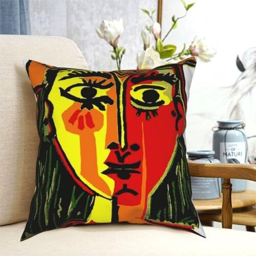 Pablo Picasso Woman In A Hat 1962 Pillowcase Printed Polyester Cushion Cover Decoration Pillow Case Cover Seat Zipper 40X40cm