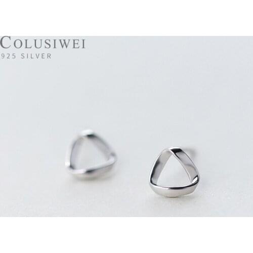 Colusiwei Authentic 925 Sterling Silver Stud Earrings for Women Simple Stylish Geometric Triangle Earrings Fashion Jewelry