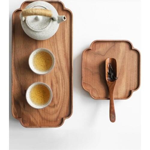 Wood Kungfu Tea Serving Tray Black Walnut Rectangular Creative Lace Tray Chinese Style Storage Tray