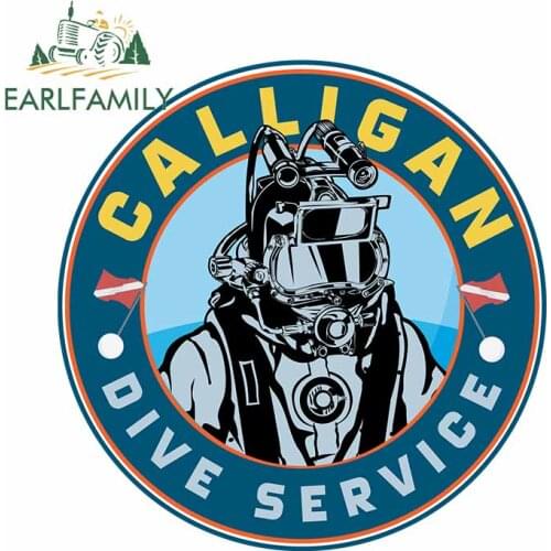 EARLFAMILY 13cm x 12.9cm for Calligan Dive Service RV Car Stickers Windows Scratch-proof Cartoon Vinyl Car Wrap Waterproof Decal