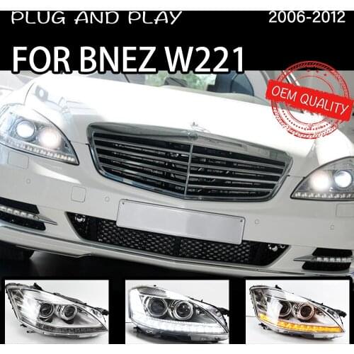 Headlight For Benz W221 2006-2012 Car автомобильные товары LED DRL Hella 5 Xenon Lens Hid H7 S300 S400 Car Accessories