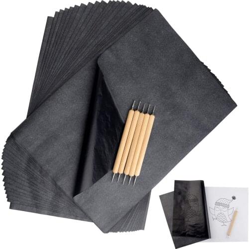 120 Sheets Carbon Copy Paper With 5 Pcs Embossing Pen Black Transfer Paper A4 Finance Copy Paper Office Carbon Paper