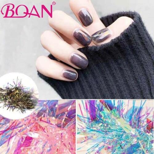 BQAN Holographic Nail Paper Sticker Gradient Aurora Transfer Foils Shinning Mirror Wraps 3D Designs Nail Art Decoration
