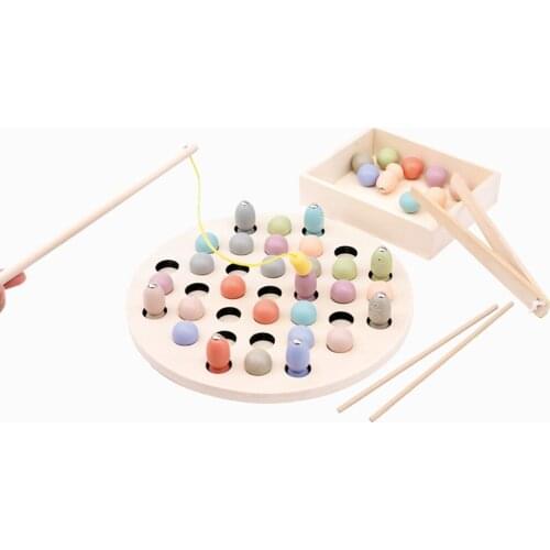 Wooden Magnet Fish Toys Kids Early Learning Educational Toys Magnetic Fishing Game Multi-functional Teaching Aids Toy For Child