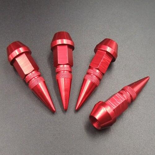 4pcs Red 45mm Universal Spiked Car Wheel Tire Valve Air Stem Dust Caps Cover Truck Auto Vehicle Motorcycle Bicycle Accessory