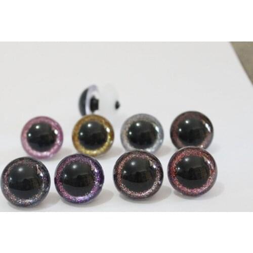 20pcs--- new 13mm-24mm round plastic safety clear toy eyes +glitter Nonwovens + hard washer for plush doll -size option-N8