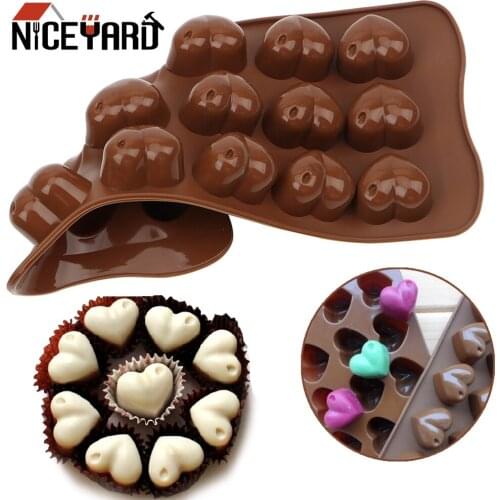 Kitchen Baking Tool Cake Decorating Heart Shape Mould Ice Cube Chocolate Soap Jelly Tray DIY 3D Heart Form Silicone Mold