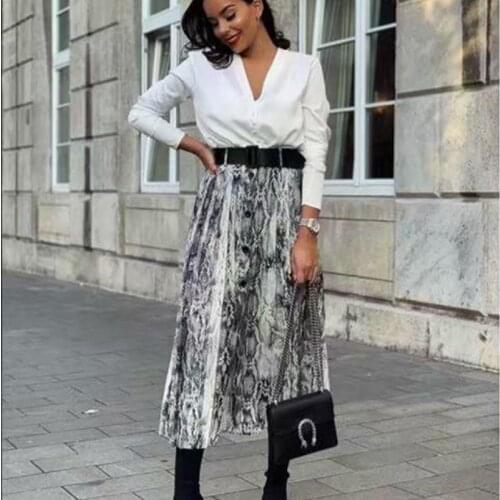 New Fashion Snakeskin Print Skirt Women Pleated Skirt Clubwear Sexy Faldas Mujer Moda 2019 Women Summer Skirt Drop Shipping