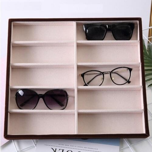 Factory direct new high-grade flannel 10 grid sunglasses display box sunglasses display glasses display props