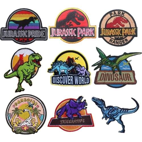 Iron On Patches For Clothing Jurassic Park Stickers On Fabric Accessories Cowboy Shrit Sew On Badge On The Back Embroidery Patch